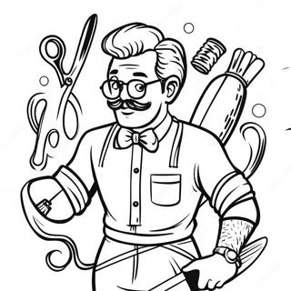 Funny Barber With Big Scissors Coloring Page 50914-40641