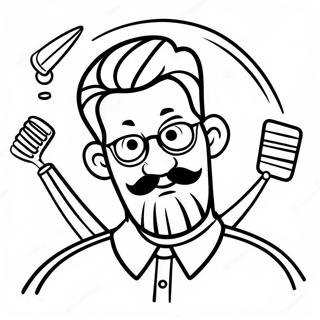 Funny Barber With Big Scissors Coloring Page 50914-40642