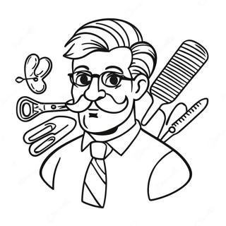 Funny Barber With Big Scissors Coloring Page 50914-40643