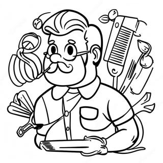 Funny Barber With Big Scissors Coloring Page 50914-40644