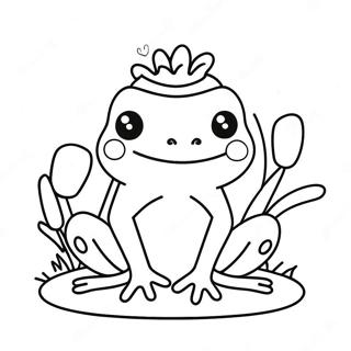 Cute Kawaii Frog With Flowers Coloring Page 50964-40678