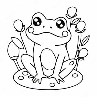 Cute Kawaii Frog With Flowers Coloring Page 50964-40679