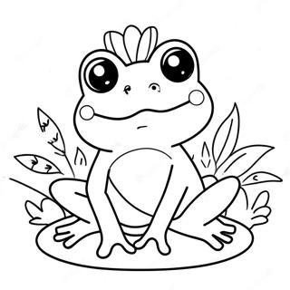 Cute Kawaii Frog With Flowers Coloring Page 50964-40680