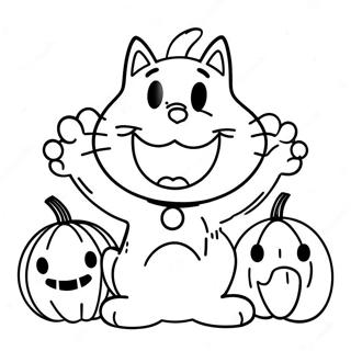 Spooky Garfield With Pumpkin Coloring Page 51024-40727