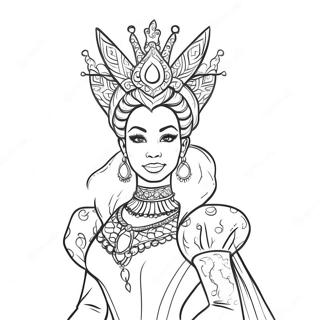 Elegant Black Queen Coloring Page 51034-40737