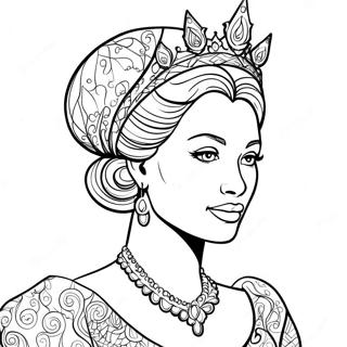 Elegant Black Queen Coloring Page 51034-40739