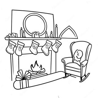 Christmas Fireplace With Stockings Coloring Page 51044-40748