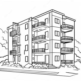 Modern Apartment Building Coloring Page 51094-40803