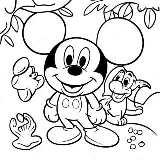 Mickey Mouse With Jungle Animals Coloring Page 51134-40818