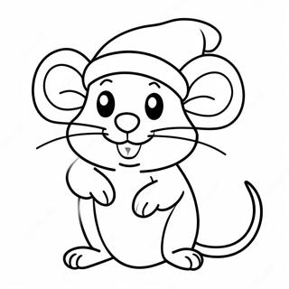 Festive Mouse With Santa Hat Coloring Page 51174-40853