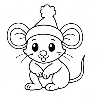 Festive Mouse With Santa Hat Coloring Page 51174-40855