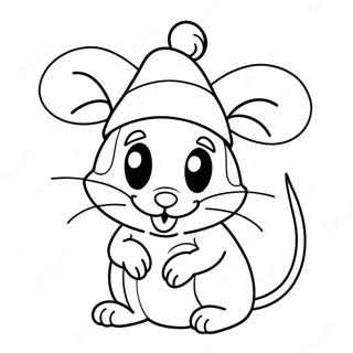 Festive Mouse With Santa Hat Coloring Page 51174-40856