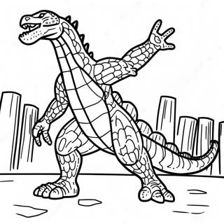 Godzilla 2000 Battle Scene Coloring Page 51254-40913