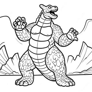 Godzilla 2000 Battle Scene Coloring Page 51254-40914