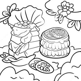 Mooncake Festival Scene Coloring Page 51283-40935