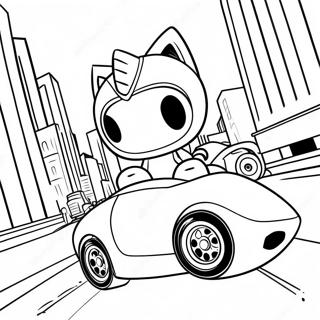 Metal Sonic Racing Through The City Coloring Page 512-413