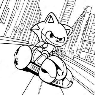 Metal Sonic Racing Through The City Coloring Page 512-415