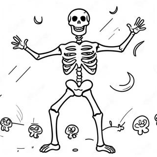 Spooky Skeleton Dancing Coloring Page 51344-40990