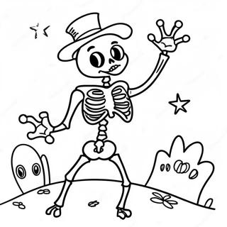 Spooky Skeleton Dancing Coloring Page 51344-40991