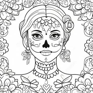 Girly Female Sugar Skull Coloring Page 51413-41038