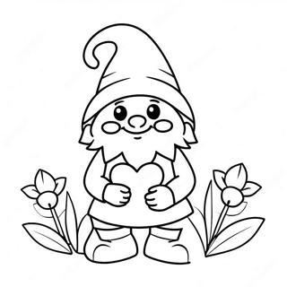 Cute Valentine S Day Gnome With Flowers Coloring Page 51434-41059