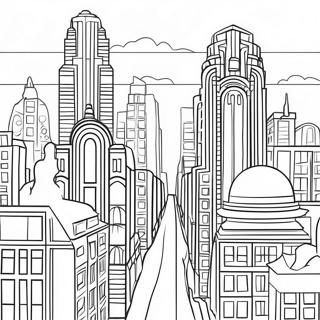 Elegant Art Deco Cityscape Coloring Page 51444-41070