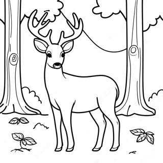 Realistic Deer In A Forest Coloring Page 51473-41087