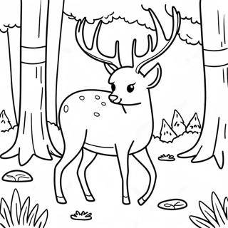 Realistic Deer In A Forest Coloring Page 51473-41088