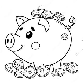 Cute Piggy Bank With Coins Coloring Page 51594-41185