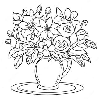 Elegant Still Life With Flowers Coloring Page 51624-41206