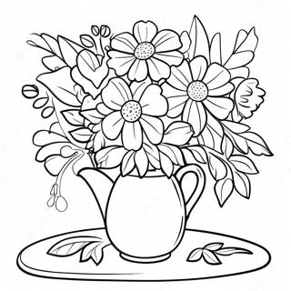 Elegant Still Life With Flowers Coloring Page 51624-41207