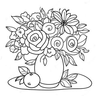 Elegant Still Life With Flowers Coloring Page 51624-41208