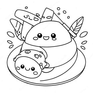 Cute Kawaii Sushi Coloring Page 51704-41271