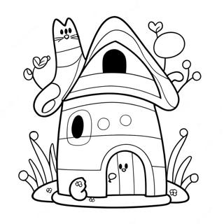 Whimsical Cat House Coloring Page 51824-41369