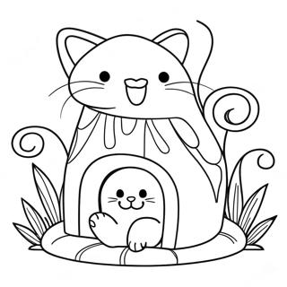 Whimsical Cat House Coloring Page 51824-41370