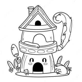 Whimsical Cat House Coloring Page 51824-41371