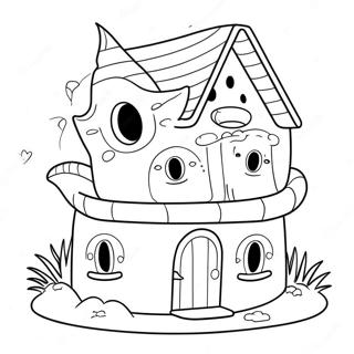 Whimsical Cat House Coloring Page 51824-41372