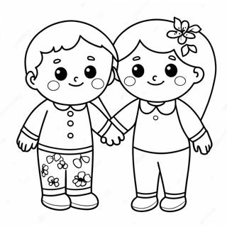 Best Friends Holding Hands Coloring Page 51833-41374