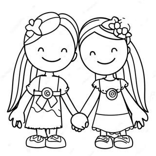 Best Friends Holding Hands Coloring Page 51833-41376