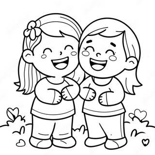 Cute Best Friends Laughing Coloring Page 51834-41378