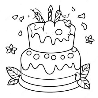 Colorful Feliz Cumpleanos Cake Coloring Page 51944-41461