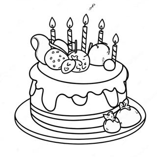 Colorful Feliz Cumpleanos Cake Coloring Page 51944-41462