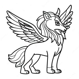 Majestic Winged Spirit Wolf Coloring Page 51974-41486