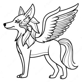 Majestic Winged Spirit Wolf Coloring Page 51974-41487