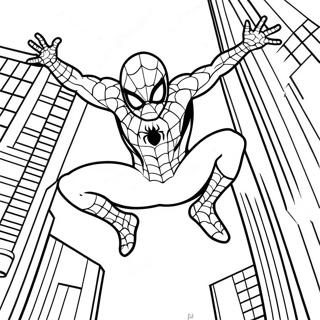 Spider Man Swinging Through City Coloring Page 5197-4269