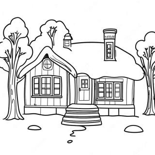 Winter House Coloring Pages