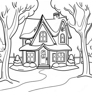 Winter House Coloring Page 52043-41540