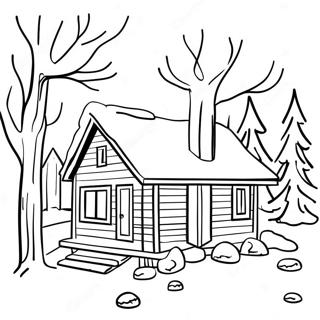 Cozy Winter Cabin Coloring Page 52044-41541