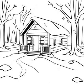 Cozy Winter Cabin Coloring Page 52044-41542