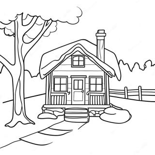 Cozy Winter Cabin Coloring Page 52044-41543